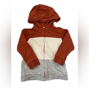 H&M Zip-Up Orange, Grey, & White Hoodie 3T